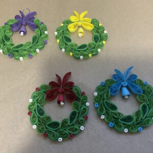 Handmade Quilled set of 4 Christmas Tree Wreath Ornaments, Christmas Tree Ornaments, Gifts,
