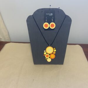 Vibrant Yellow & Orange Quilled Jewelry Set – Earrings & Necklace, Handmade Jewelry