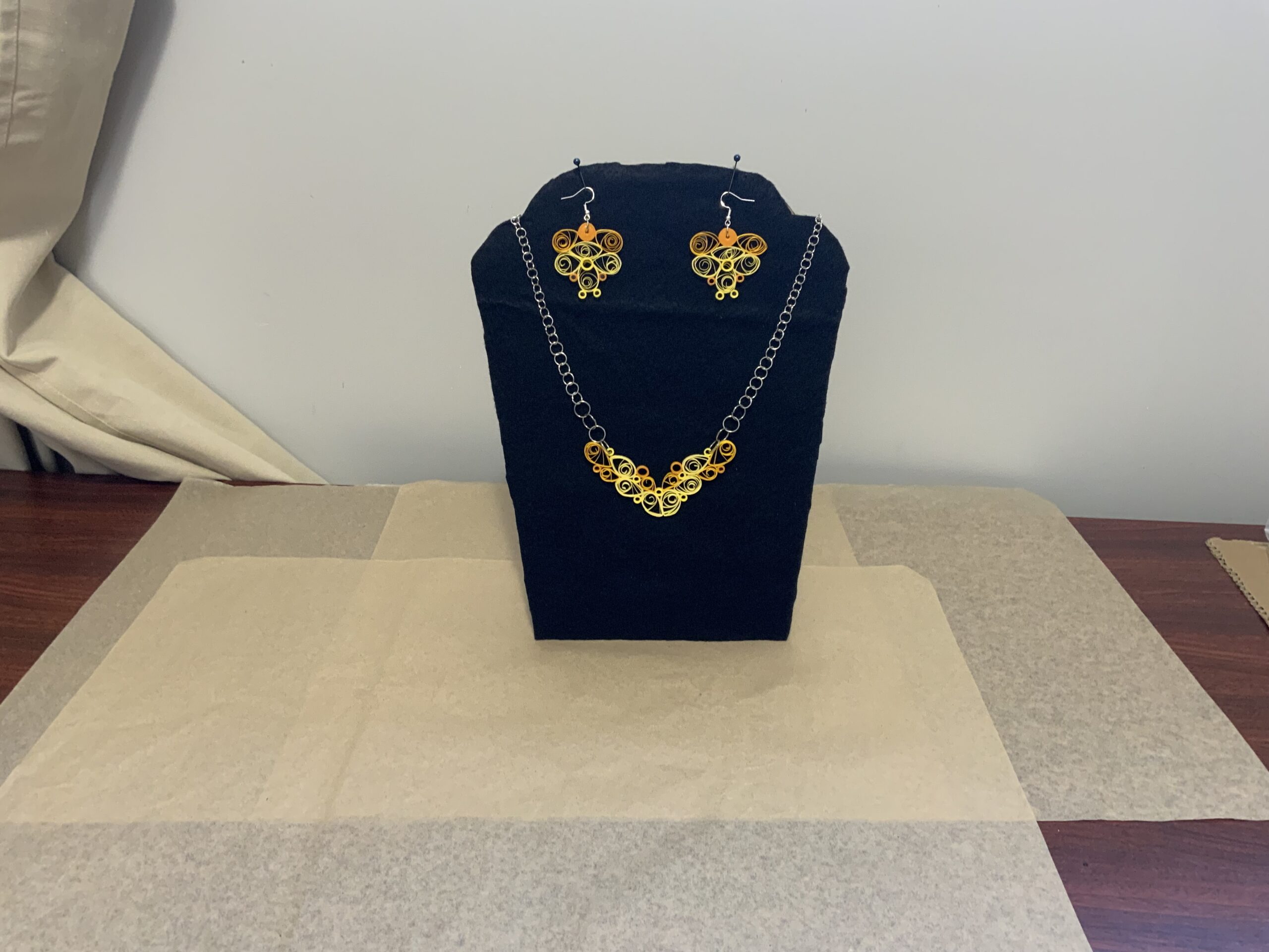 UNIQUE HANDMADE 4 TONE JEWELRY SET, EARRINGS AND NECKLACE SET, ELEGANT JEWELRY - Image 4