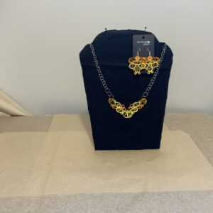 UNIQUE HANDMADE 4 TONE JEWELRY SET, EARRINGS AND NECKLACE SET, ELEGANT JEWELRY