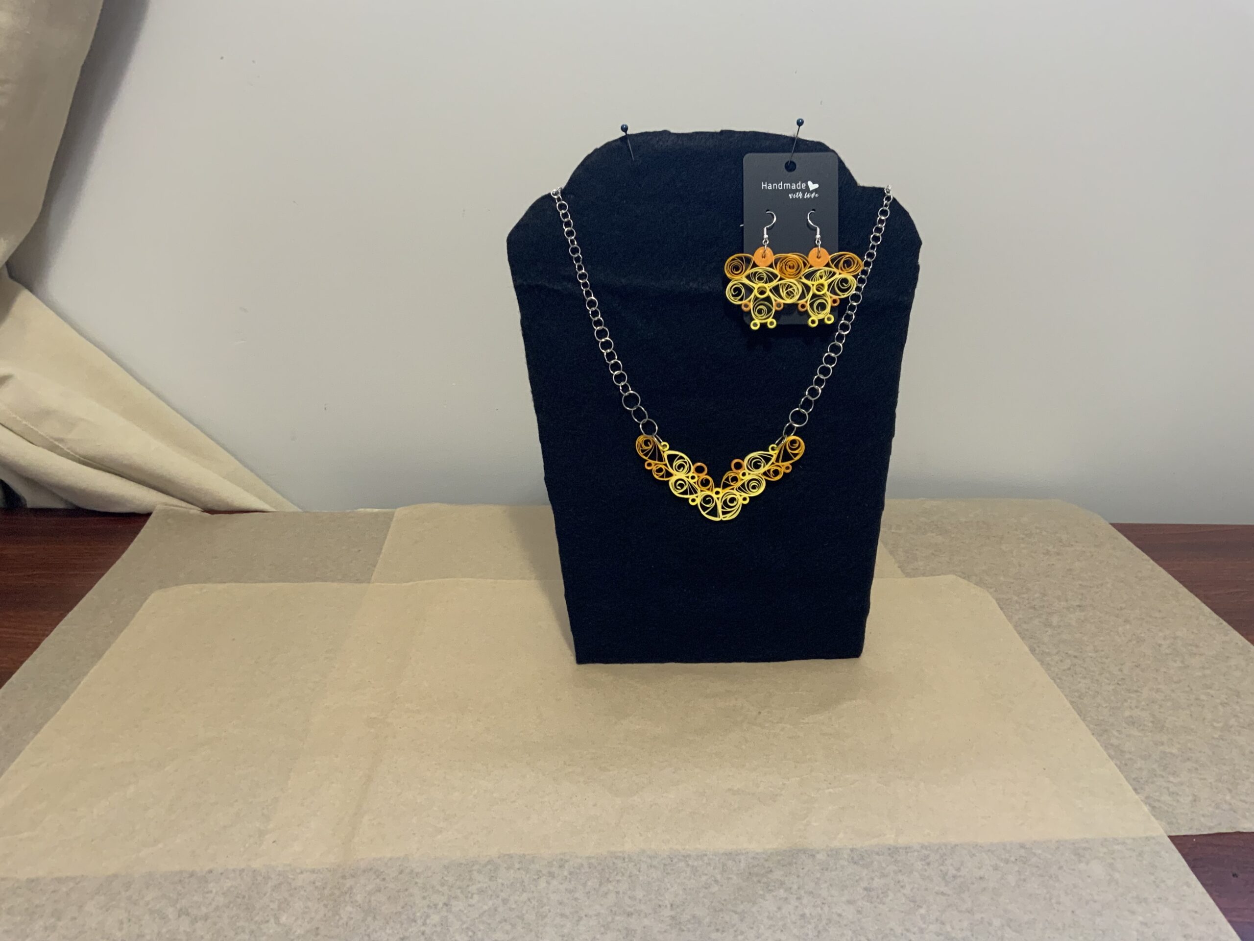 UNIQUE HANDMADE 4 TONE JEWELRY SET, EARRINGS AND NECKLACE SET, ELEGANT JEWELRY