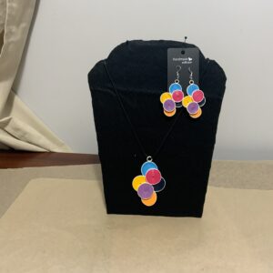 Bold, Vibrant, Colourful Handmade Quilled Circular style Earring/Necklace set, Artisan Jewelry