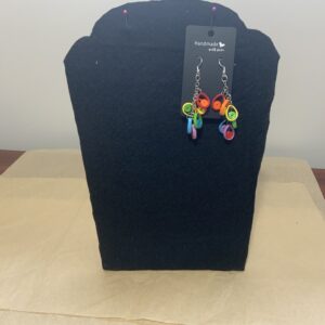 Vibrant, Bold, Colourful, Handmade Quilled Dangle Earrings, Artisan Jewelry