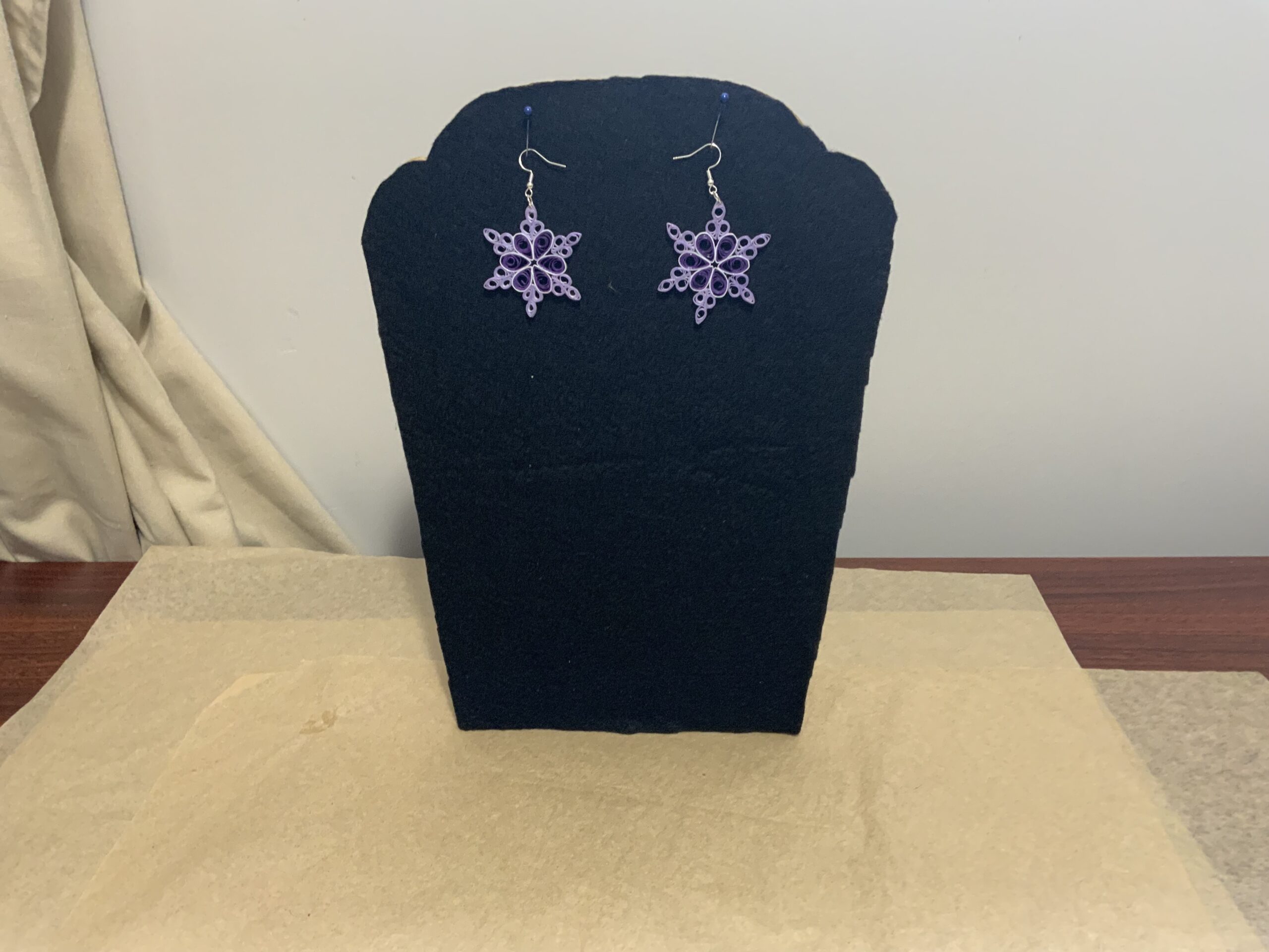 Handmade Quilled CHRISTMAS SNOWFLAKE Earrings, Artisan Jewelry, Festive Fun Earrings - Image 4