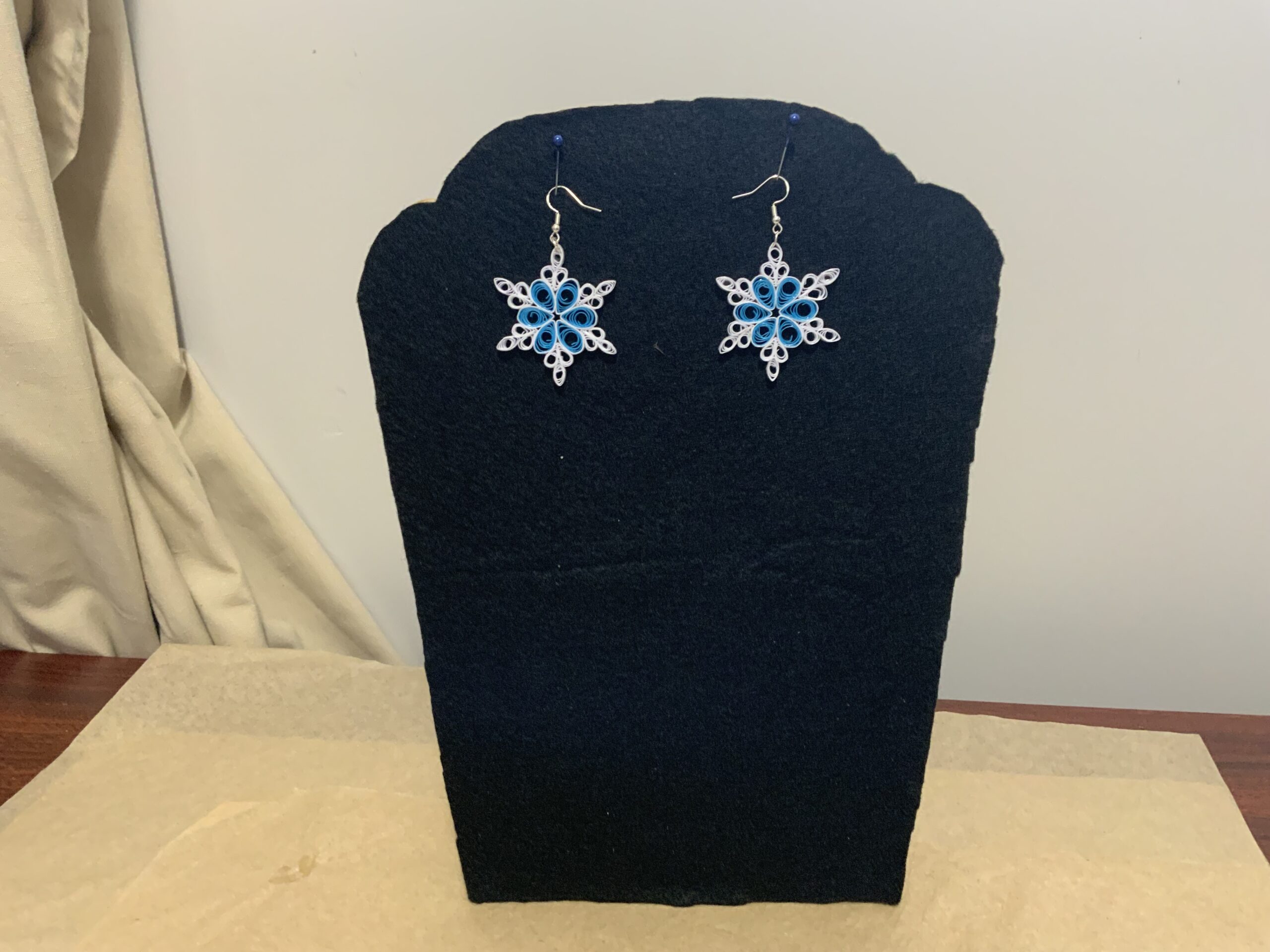 Handmade Quilled CHRISTMAS SNOWFLAKE Earrings, Artisan Jewelry, Festive Fun Earrings - Image 5