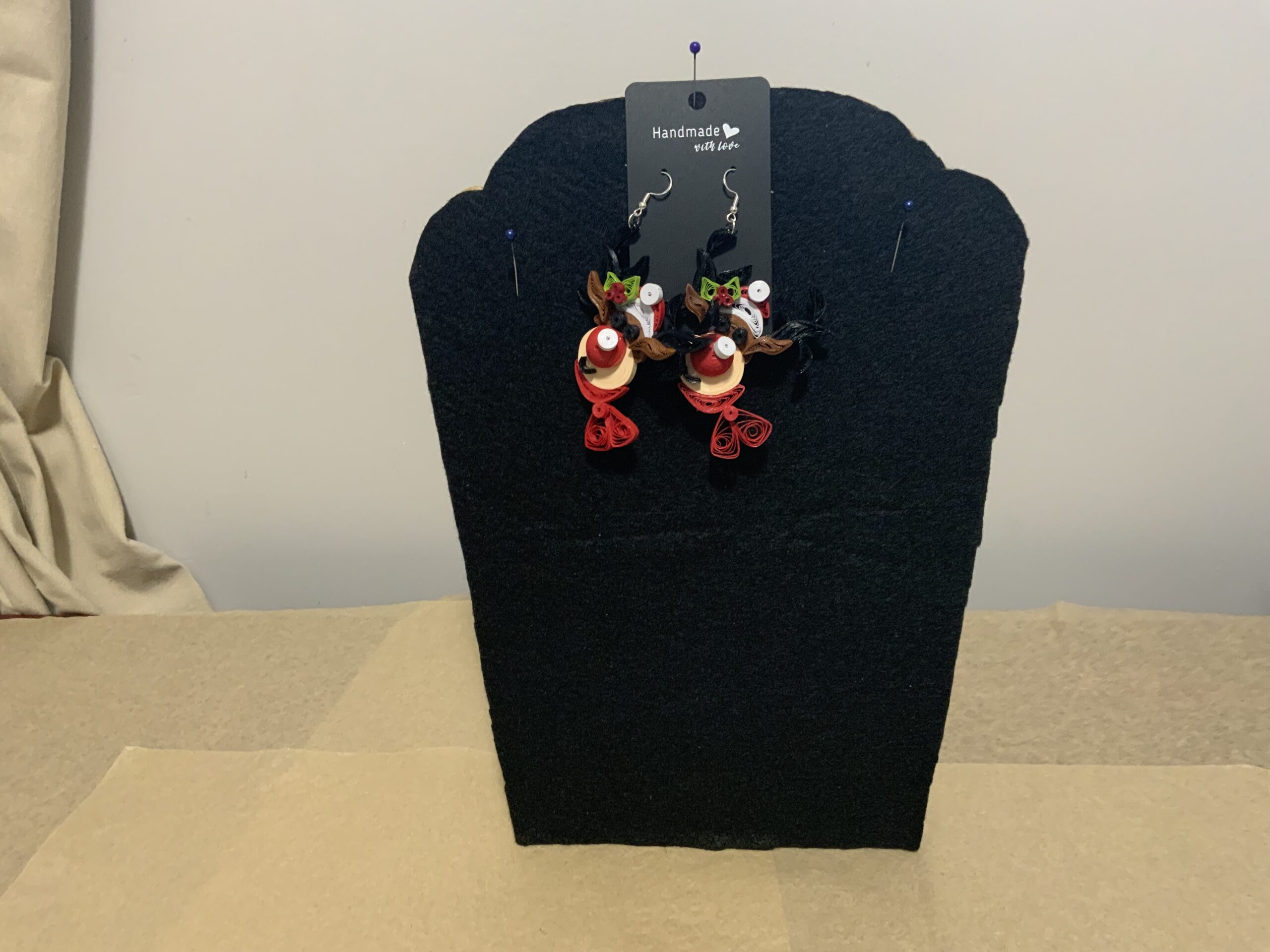 CHRISTMAS Earrings, Handmade Quilled Reindeer Earrings, Dangle Earrings - Image 5