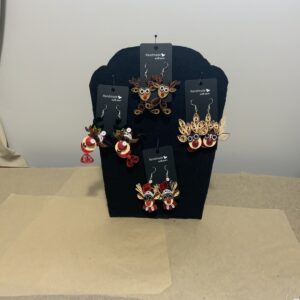 CHRISTMAS Earrings, Handmade Quilled Reindeer Earrings, Dangle Earrings