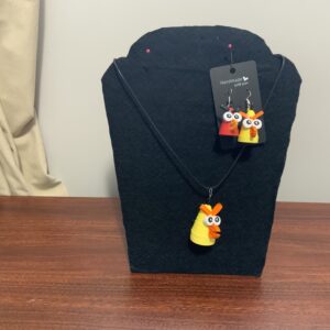 ANGRY BIRDS Handmade Quilled Earring/Necklace Set