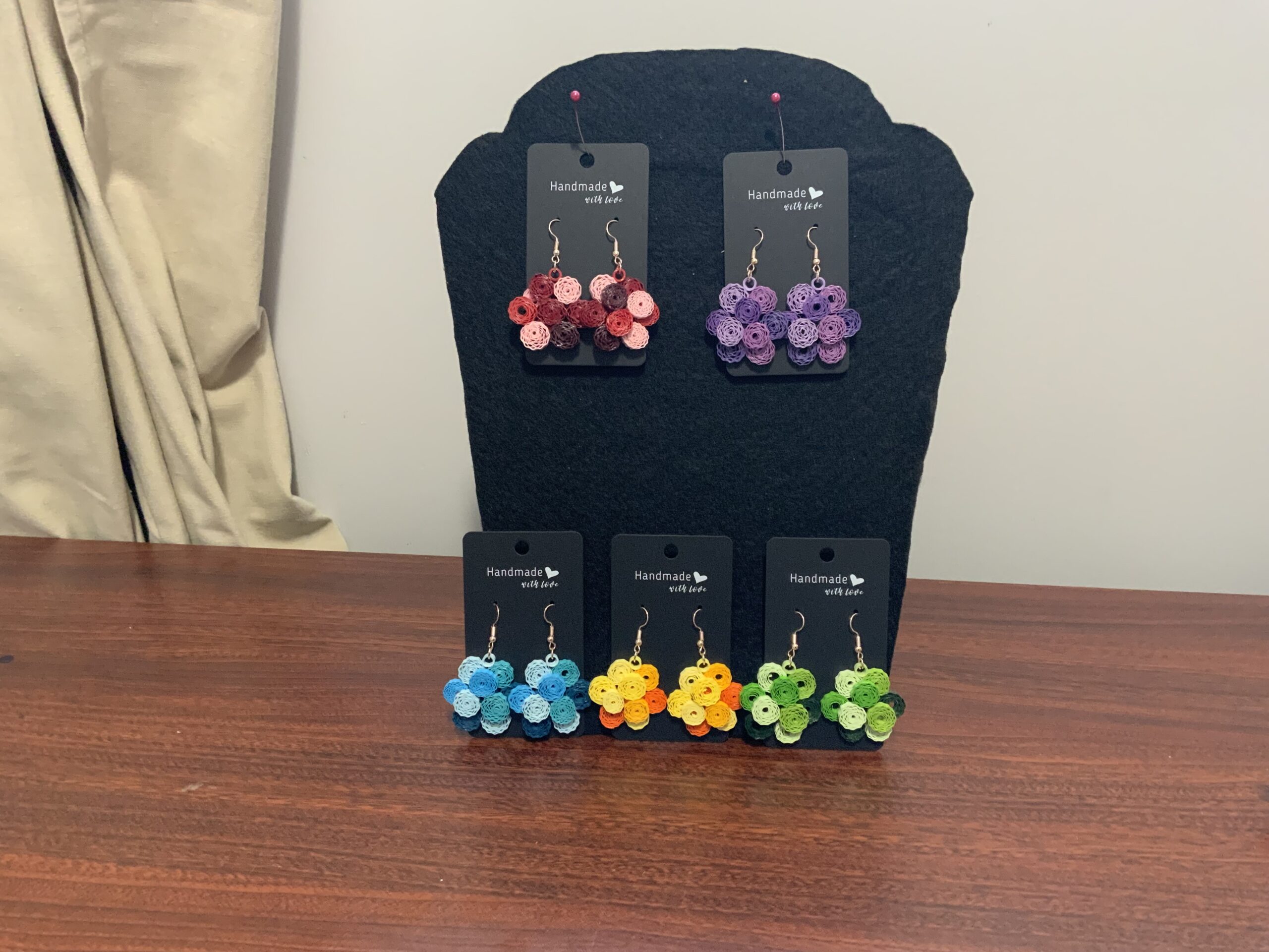 Beautifully designed Handcrafted Quilled Cluster Earrings, Mother’s Day, Birthday, Artisan Jewelry, Unique - Image 2