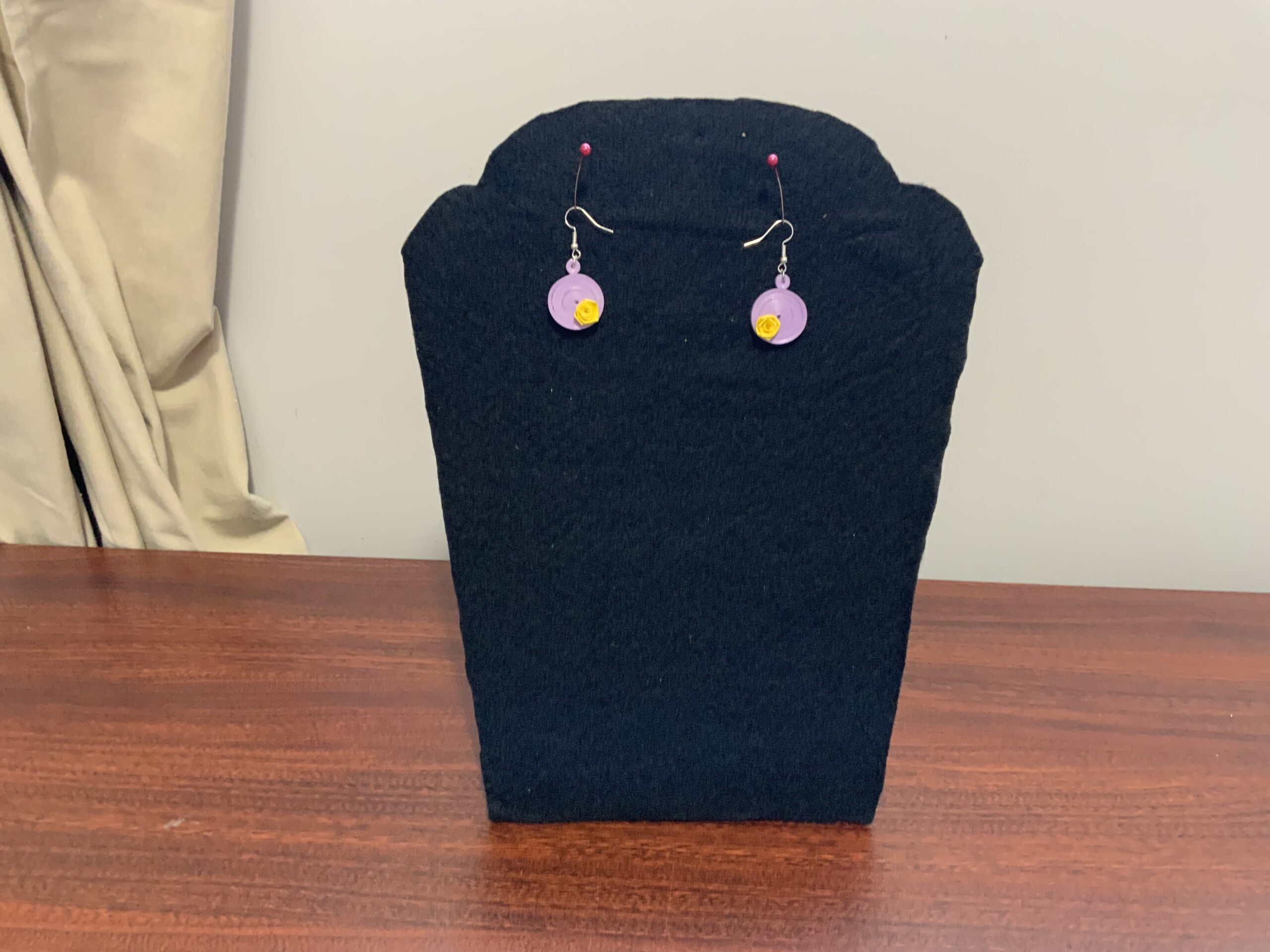 Handmade Quilled colourful circular design accented with a delicate rose, Artisan Jewelry, different colours - Image 5