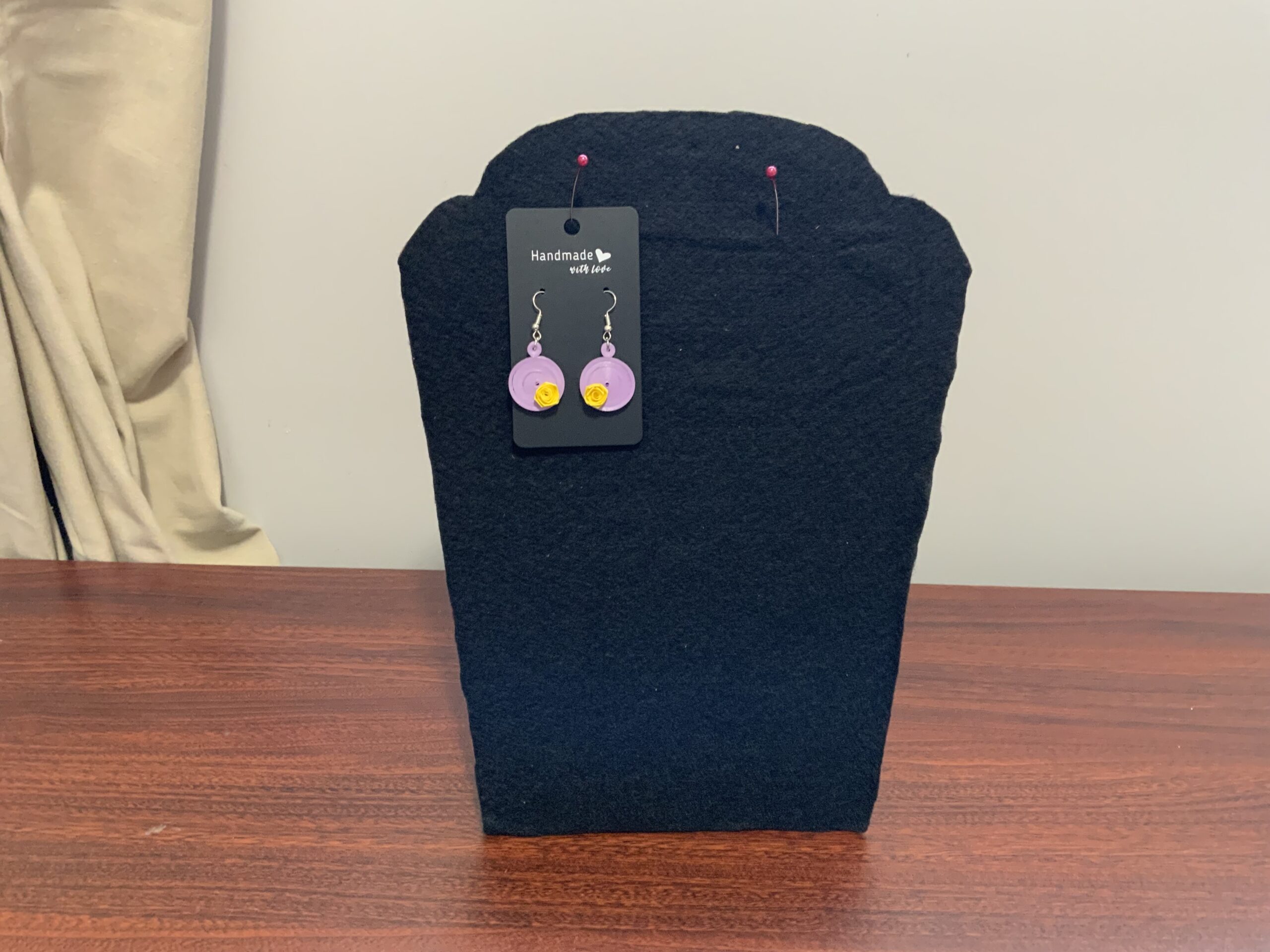 Handmade Quilled colourful circular design accented with a delicate rose, Artisan Jewelry, different colours - Image 4