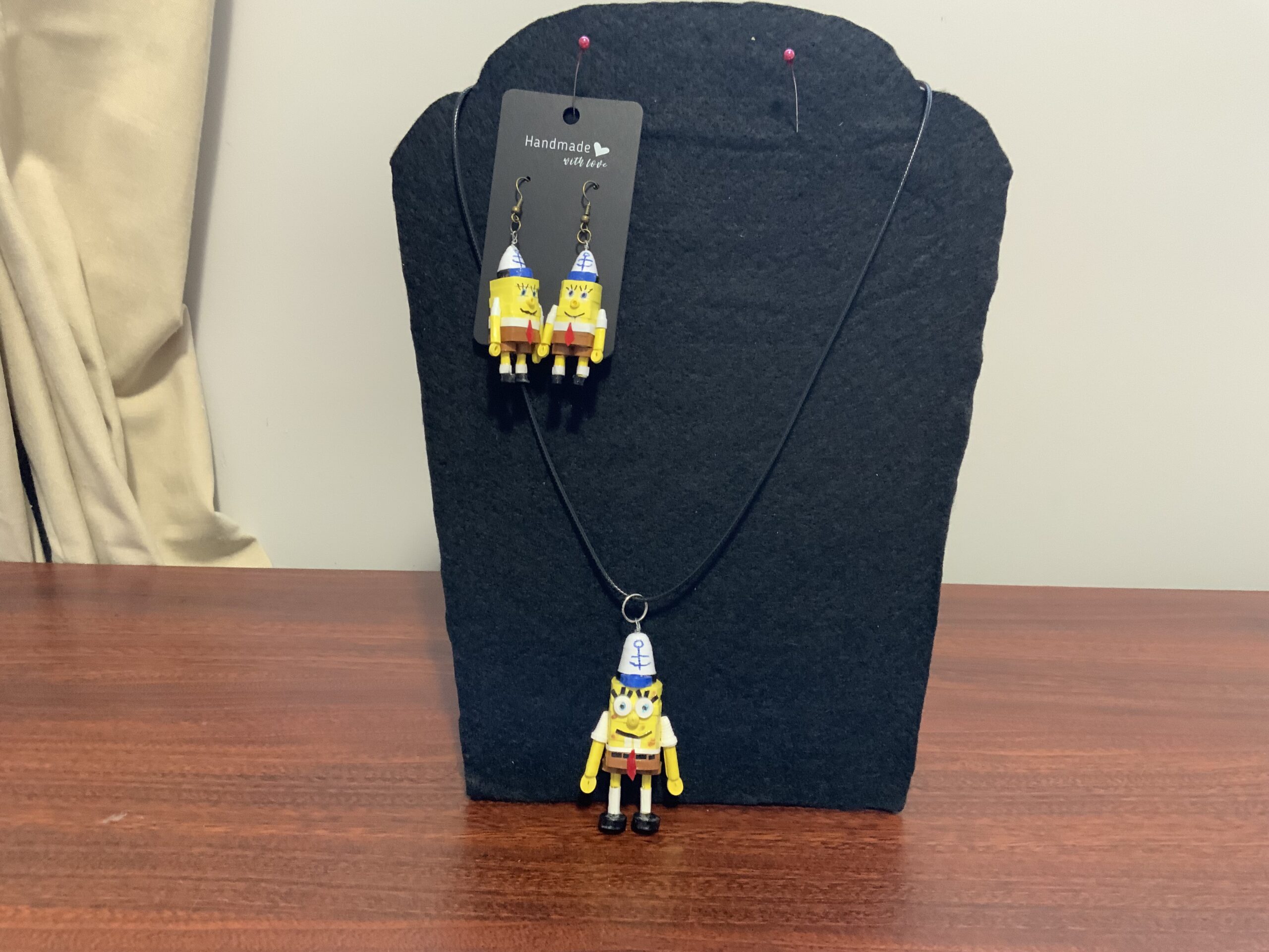 SPONGEBOB SQUAREPANTS Handmade Quilled Earring/Necklace Set, Adorable Gift