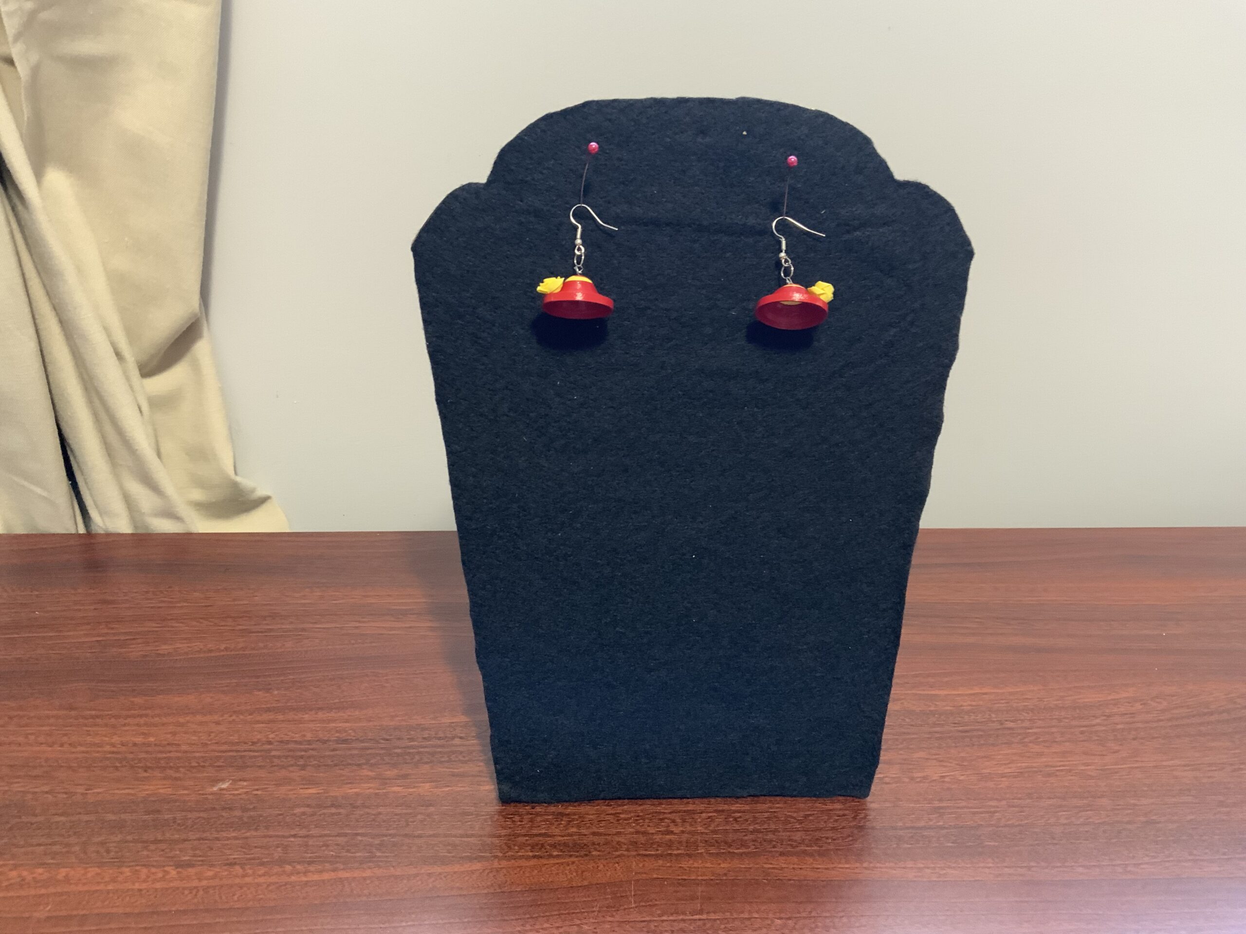 Quilled Earrings, Handmade RED HAT Earrings, Artisan Earrings - Image 4