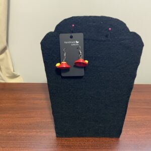 Quilled Earrings, Handmade RED HAT Earrings, Artisan Earrings