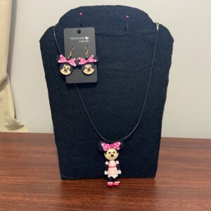 Quilled Minnie Mouse Earring & Necklace Set, Artisan Jewelry Set, Gift, Present