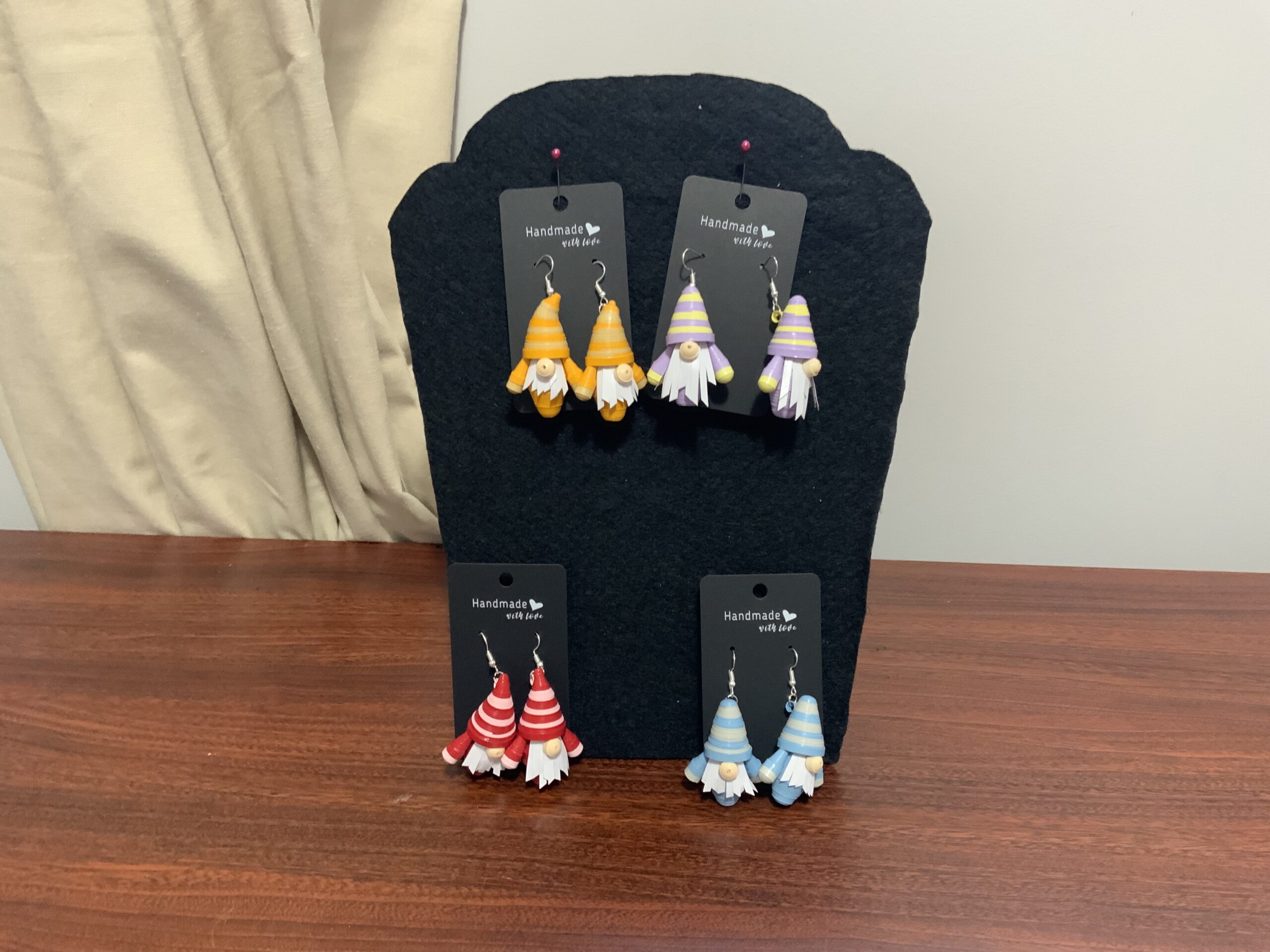 Handmade Quilled Gnome Earrings – Unique Artisan Jewelry, Different Varieties, Gift