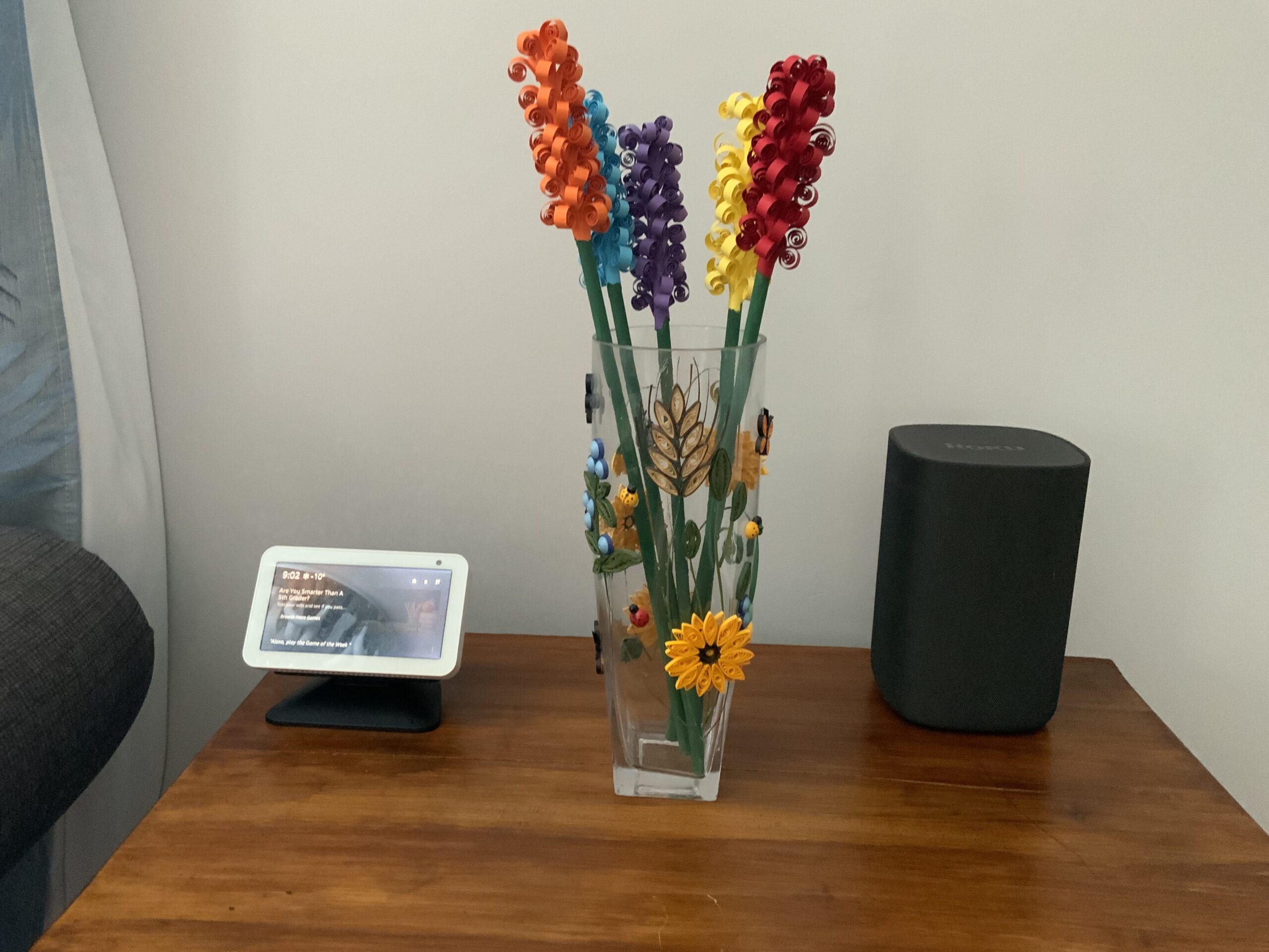 One-of-a-Kind Handmade Quilled Glass Vase, Home Decor, Elegant, Ladybugs, Butterflies - Image 4