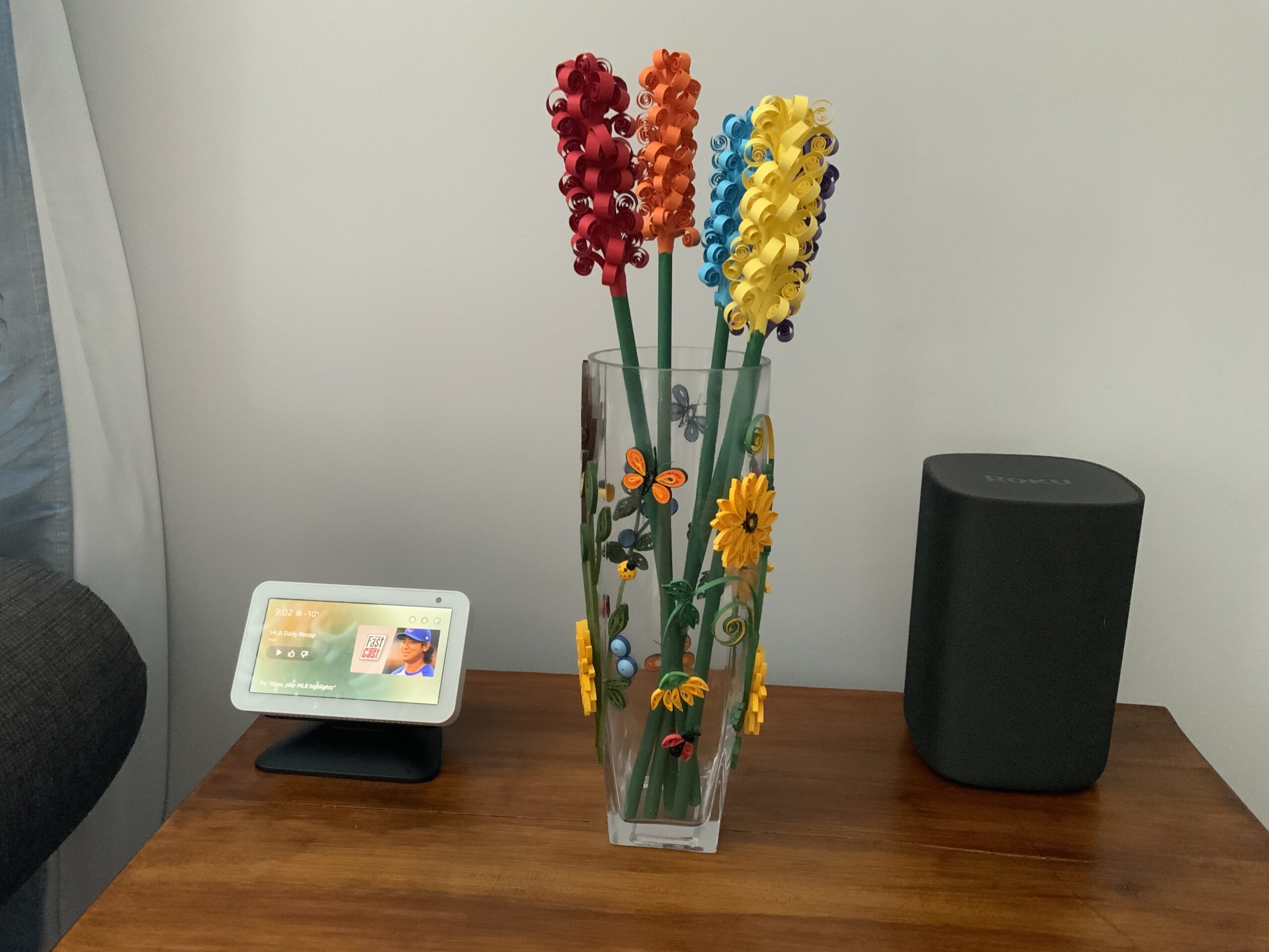 One-of-a-Kind Handmade Quilled Glass Vase, Home Decor, Elegant, Ladybugs, Butterflies - Image 5