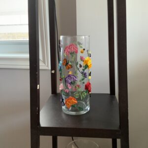 One-of-a-Kind Handmade Quilled Glass Vase, Home Decor, Elegant, Carnations, Butterflies, Ladybugs
