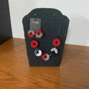 Handcrafted Quilled Woven Style Earring/Necklace Set, Paper Weaved Style Jewelry, Artisan Jewelry