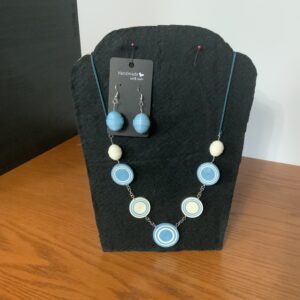 Handcrafted Quilled Circular Style Earring/Necklace Set, Paper V-Neck Style Jewelry, Artisan Jewelry