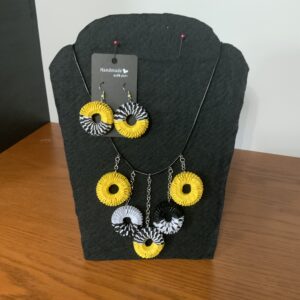Artisan Jewelry, Handcrafted Quilled Woven Style Earring/Necklace Set, Paper Weaved Style Jewelry