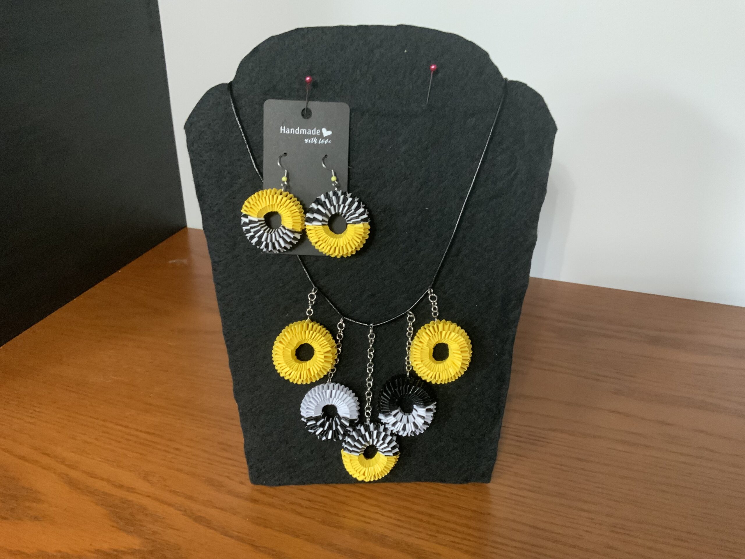 Artisan Jewelry, Handcrafted Quilled Woven Style Earring/Necklace Set, Paper Weaved Style Jewelry