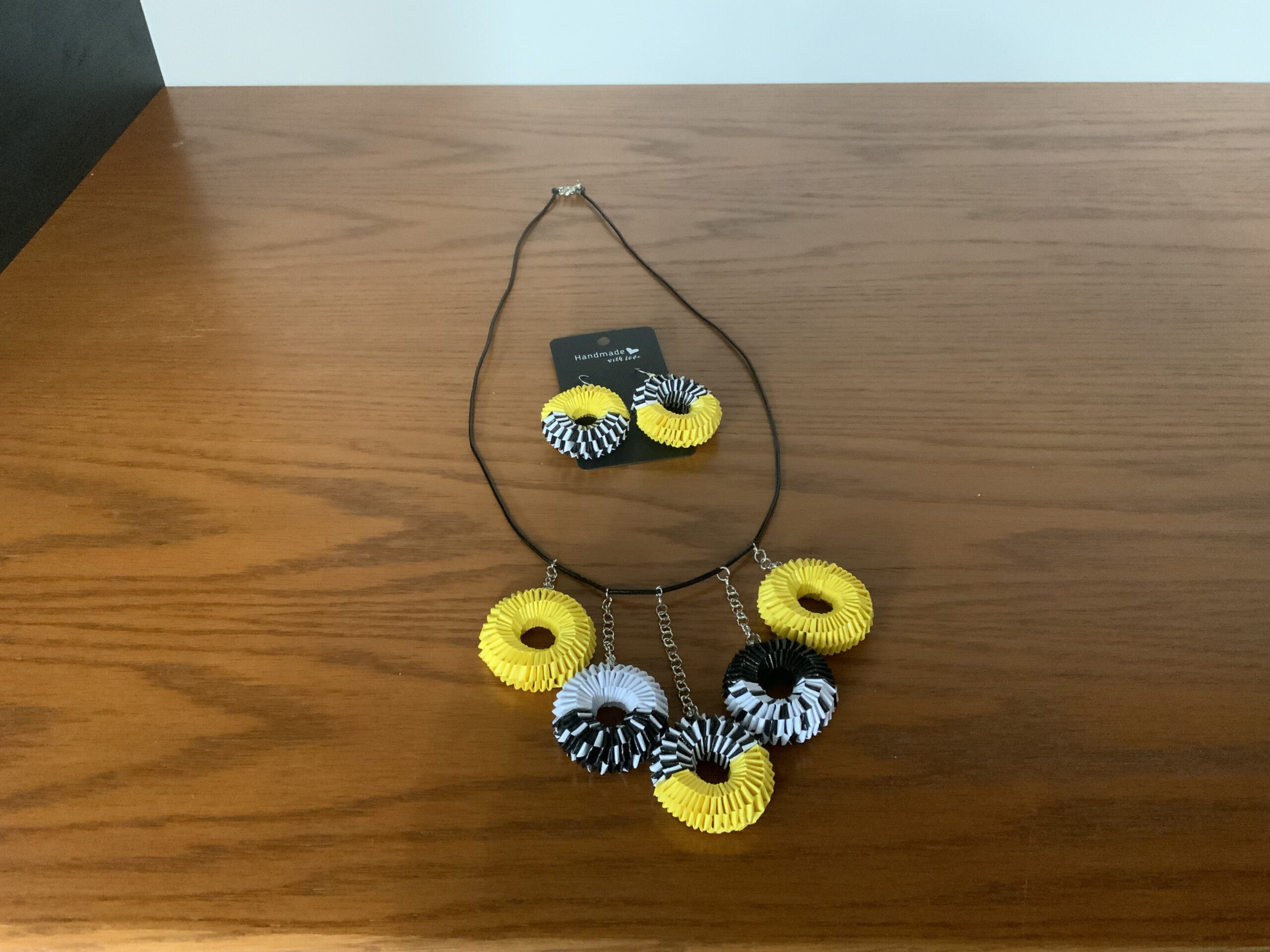 Artisan Jewelry, Handcrafted Quilled Woven Style Earring/Necklace Set, Paper Weaved Style Jewelry - Image 7