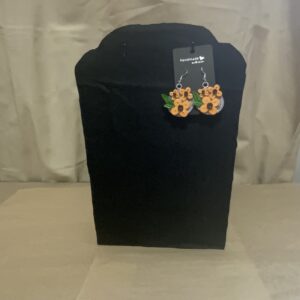 Beautifully Designed Quilled Circle Ring–Flowers Earrings Handmade White Circle with Orange Flowers – Paper Quilling Art Jewelry