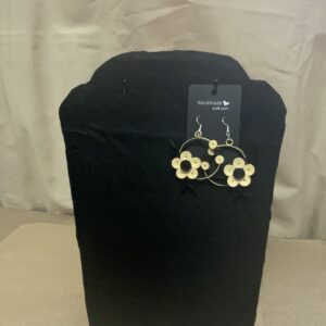LARGE CREAM & BLACK CIRCULAR STYLE – Quilled Flower Earrings, BOLD & BEAUTIFUL, Artistic