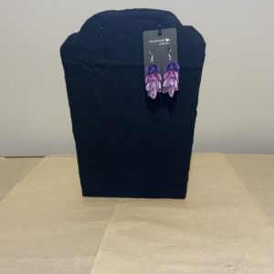 3 Tone Purple Leaf-Style Quilled Earrings, Artisan Jewelry, Unique