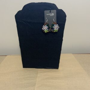 🌼 White Daisy in Circle Quilled Earrings, Artisan Jewelry, Unique, Elegant