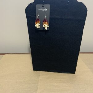 BURGUNDY / GOLD / CREAM LEAFS Quilled Earrings ,Artisan Jewelry