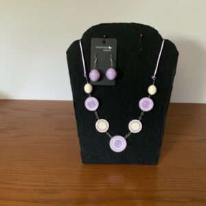 Handcrafted Quilled Circular Style Earring/Necklace Set, Paper V-Neck Style Jewelry, Artisan Jewelry