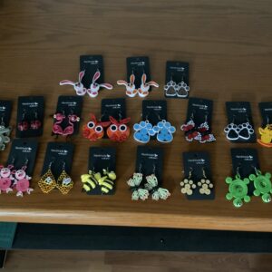 QUILLED ANIMAL COLLECTION EARRINGS, BEE, ELEPHANT, FROG, OWL, TURTLE, PIG, LADYBUG & MORE……