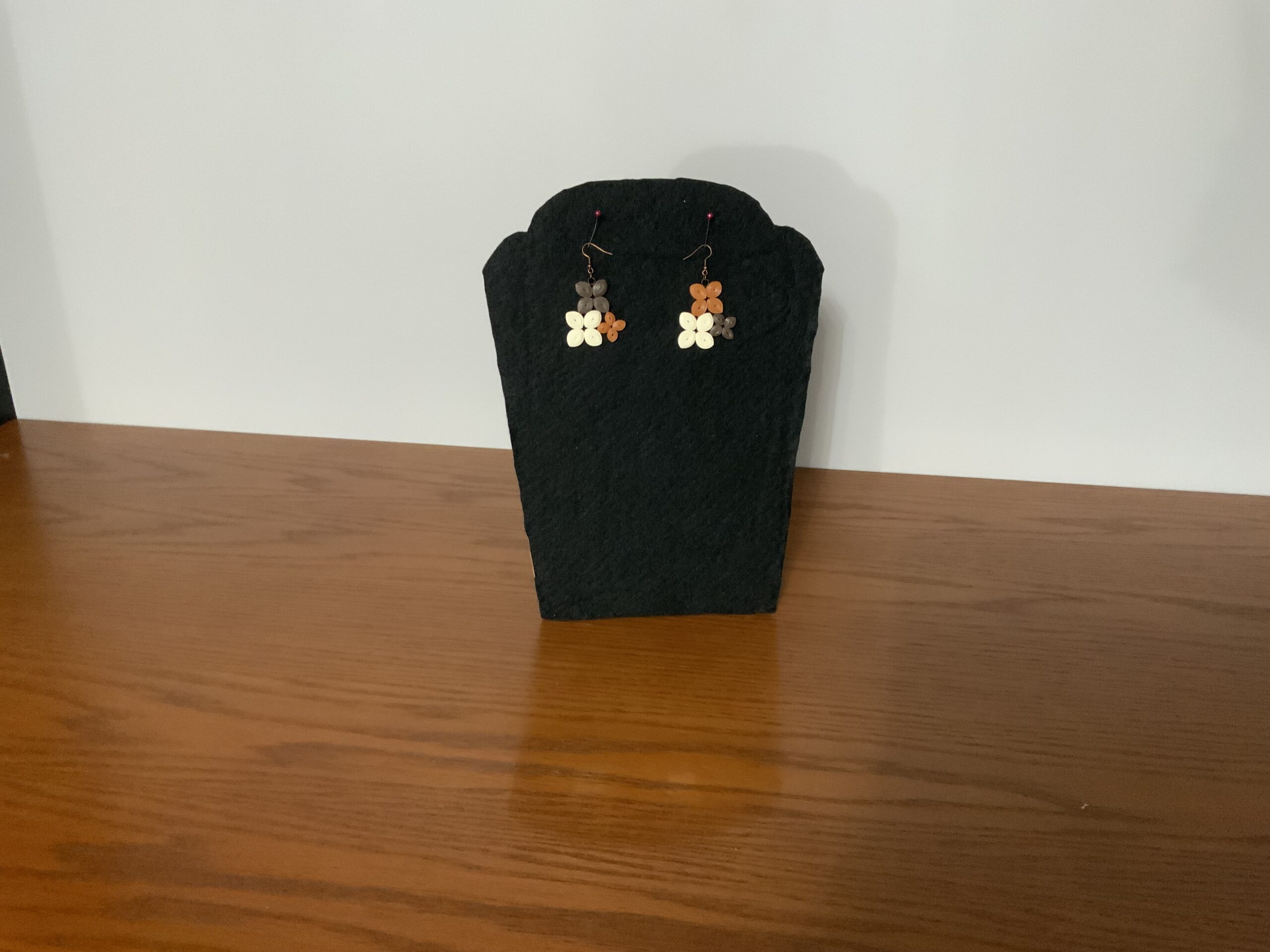 EARTH-TONE 3 FLOWER QUILLED EARRINGS, ARTISAN JEWELRY, ARTISTIC - Image 9