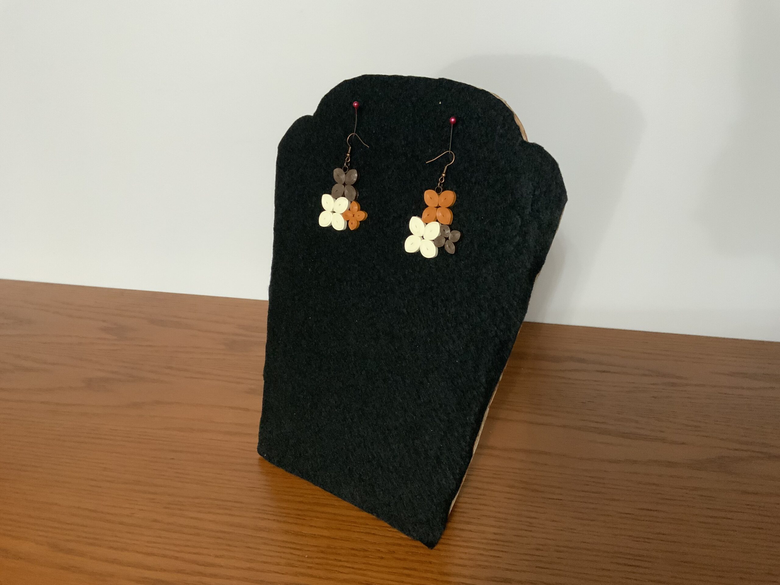 EARTH-TONE 3 FLOWER QUILLED EARRINGS, ARTISAN JEWELRY, ARTISTIC - Image 7