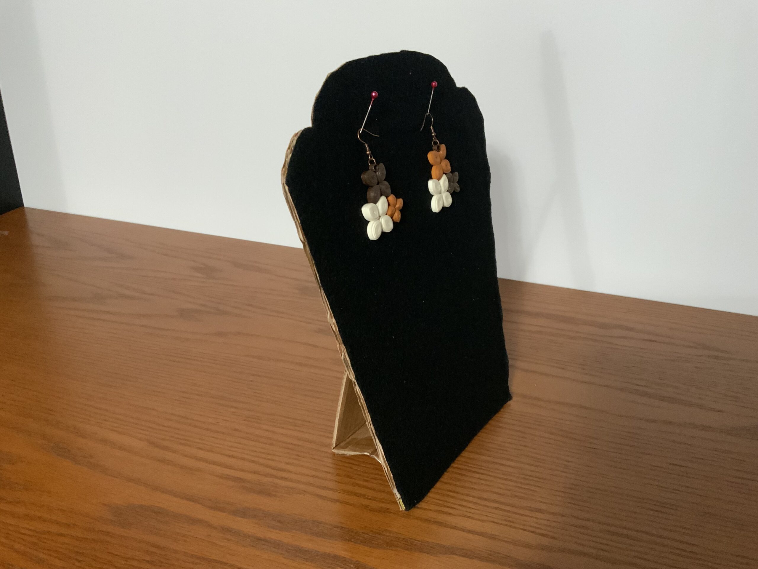 EARTH-TONE 3 FLOWER QUILLED EARRINGS, ARTISAN JEWELRY, ARTISTIC - Image 6