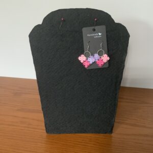 MODERN QUILLED EARRINGS – SQUARES WITH CIRCLES IN PINKS/PURPLE, Artisan Jewelry, Unique