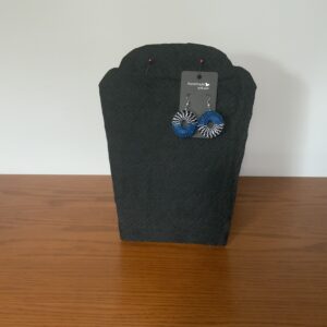 HANDWOVEN QUILLED EARRINGS – VIBRANT BLUE, BLACK & WHITE, EYE-CATCHING