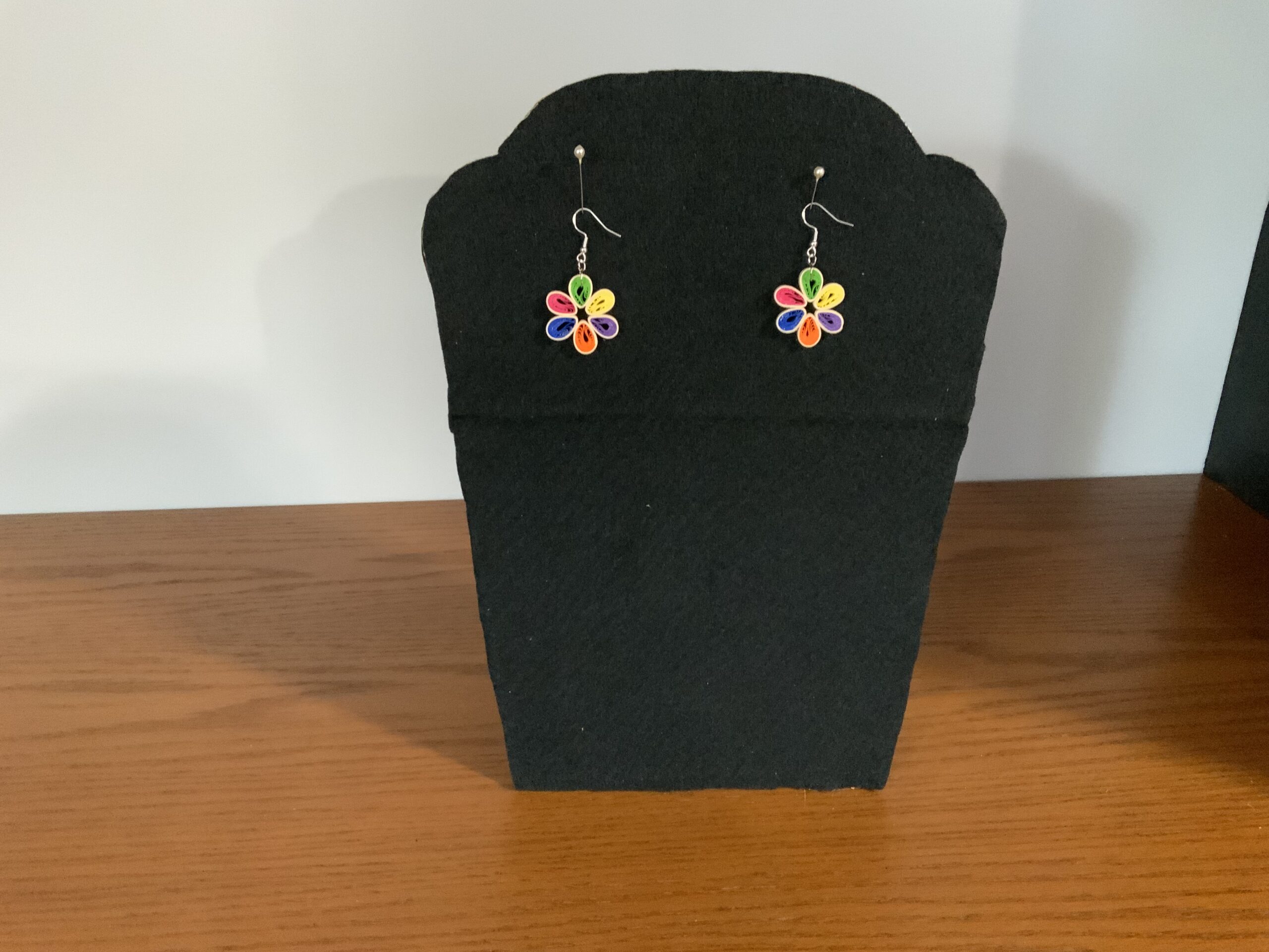 Artisan Earrings - 6-Bold Colour Petal Flower Quilled Earrings - Image 7