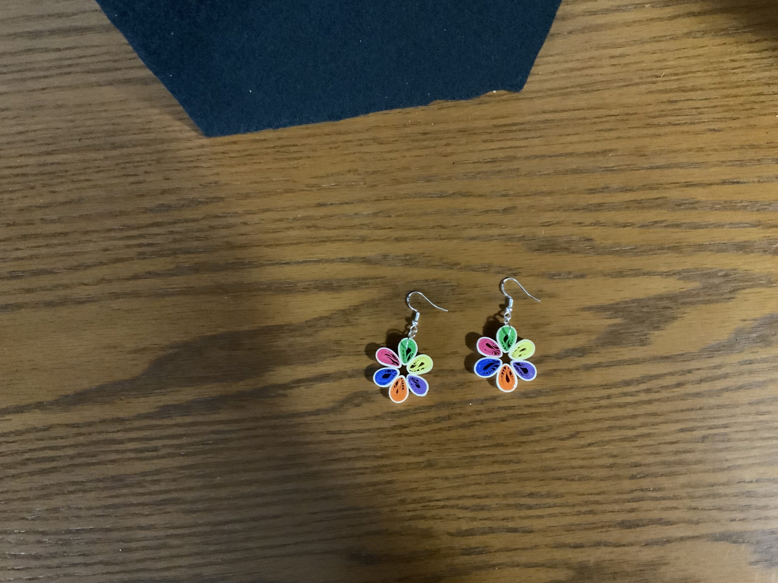 Artisan Earrings - 6-Bold Colour Petal Flower Quilled Earrings - Image 4