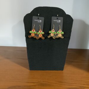 Handmade Quilled CHRISTMAS GINGERBREAD MAN Earrings, Festive Fun Earrings, Dangle Earrings