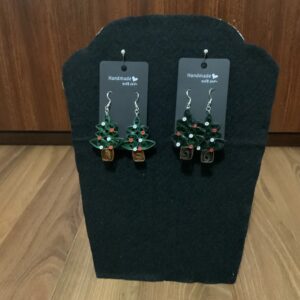 Handmade Quilled CHRISTMAS TREE Earrings, Festive Fun Earrings, Dangle Earrings