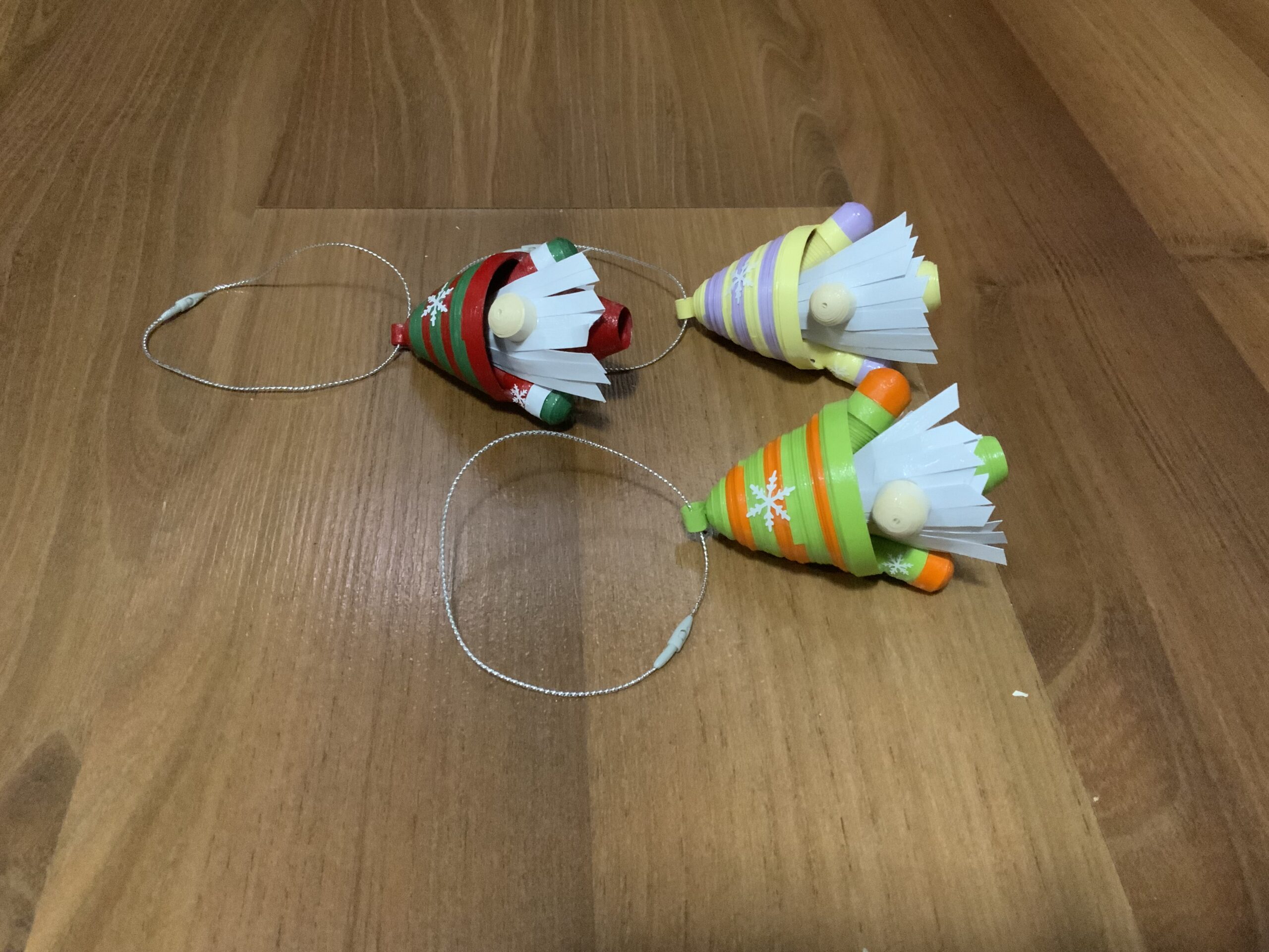 Handmade Quilled CHRISTMAS TREE Ornaments, 3 Cute CHRISTMAS GNOME ORNAMENTS - Image 4