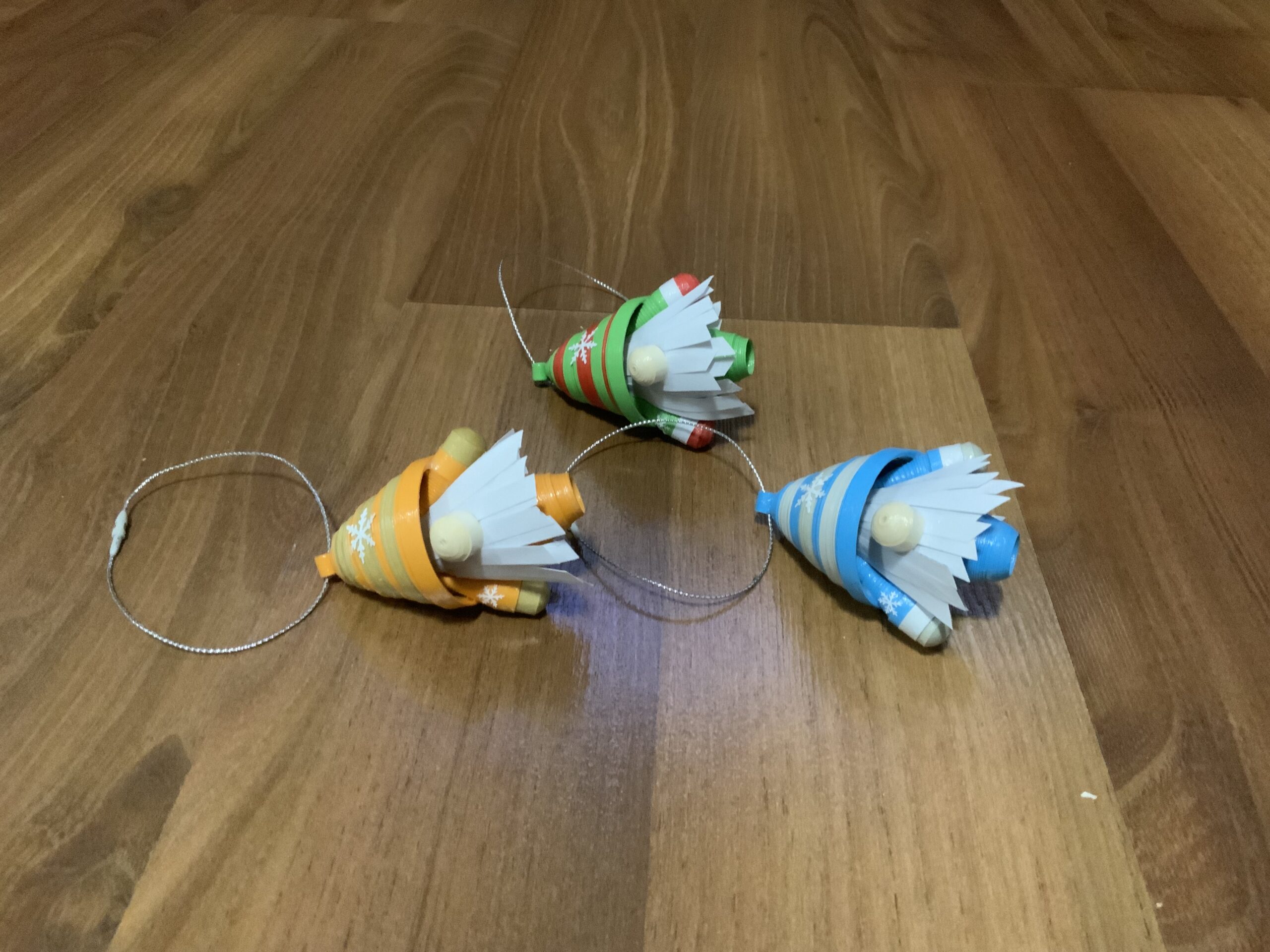 Handmade Quilled CHRISTMAS TREE Ornaments, 3 Adorable CHRISTMAS GNOME ORNAMENTS - Image 4