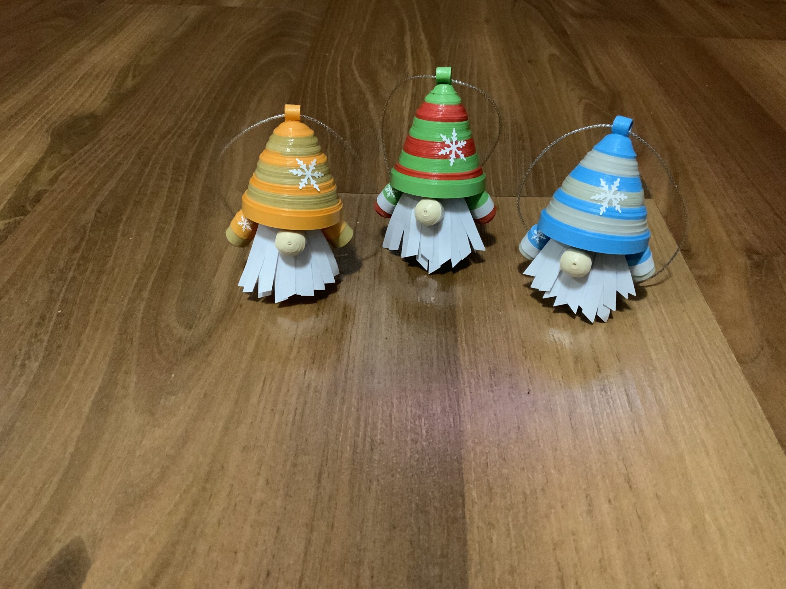 Handmade Quilled CHRISTMAS TREE Ornaments, 3 Adorable CHRISTMAS GNOME ORNAMENTS - Image 5