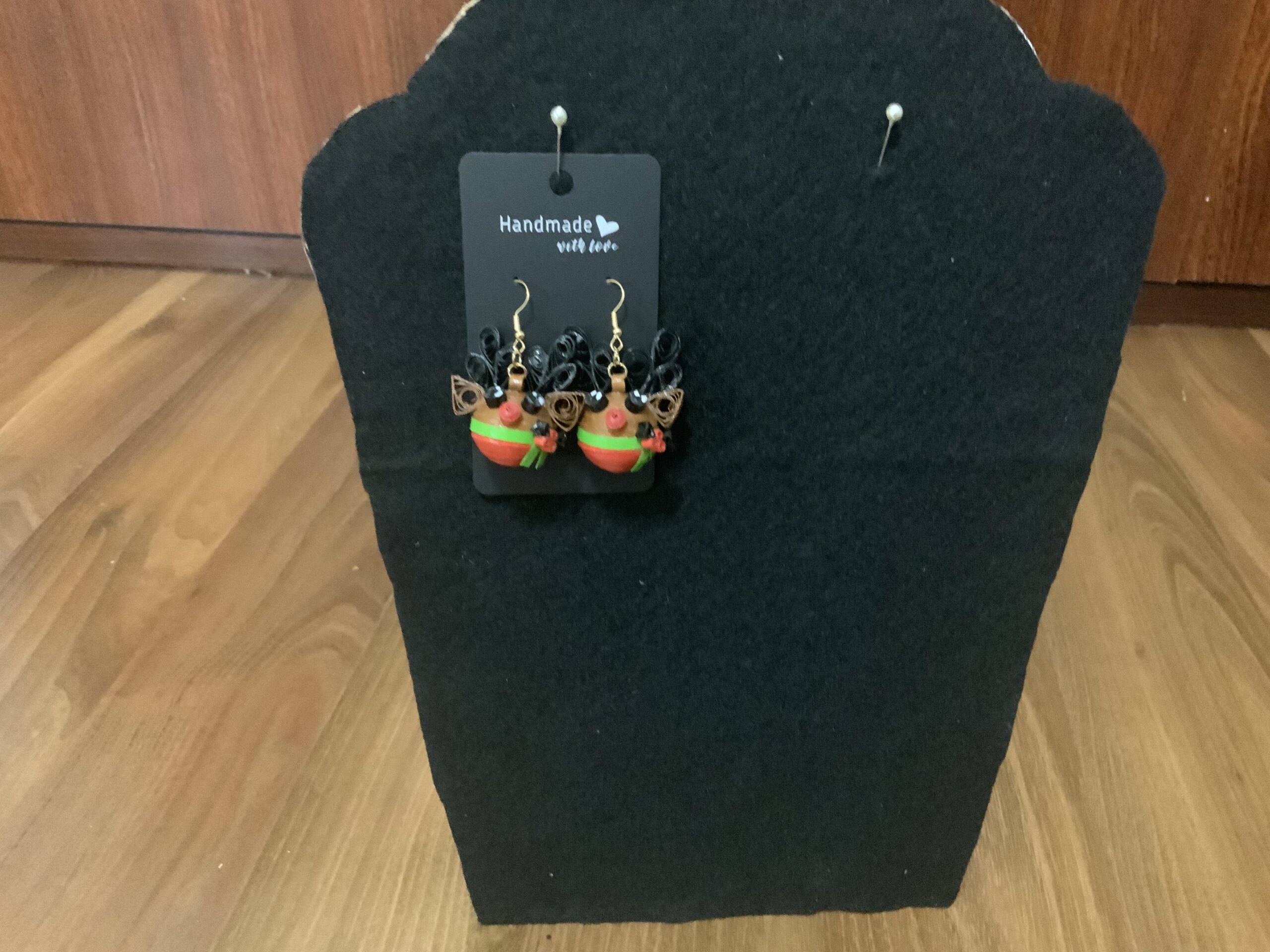 Handmade Quilled CHRISTMAS REINDEER Earrings, Festive Fun Earrings, Dangle Earrings