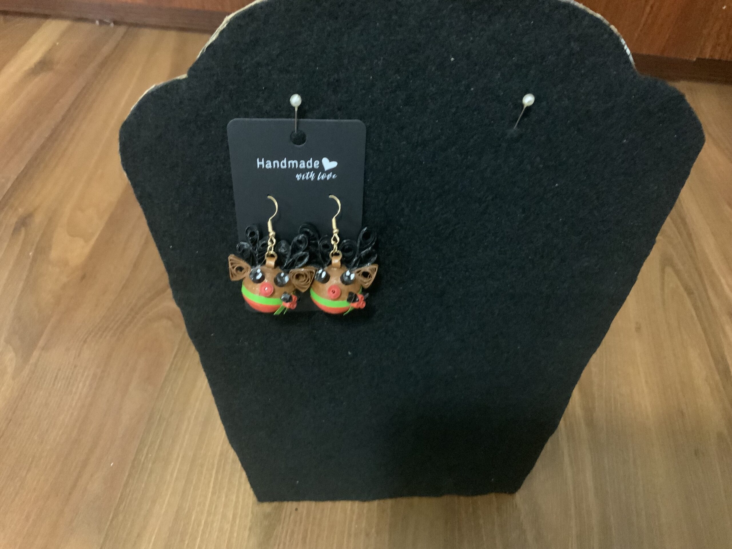 Handmade Quilled CHRISTMAS REINDEER Earrings, Festive Fun Earrings, Dangle Earrings - Image 2