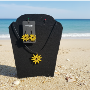 Gold & Black Handmade Sunflower Quilled Jewelry Set